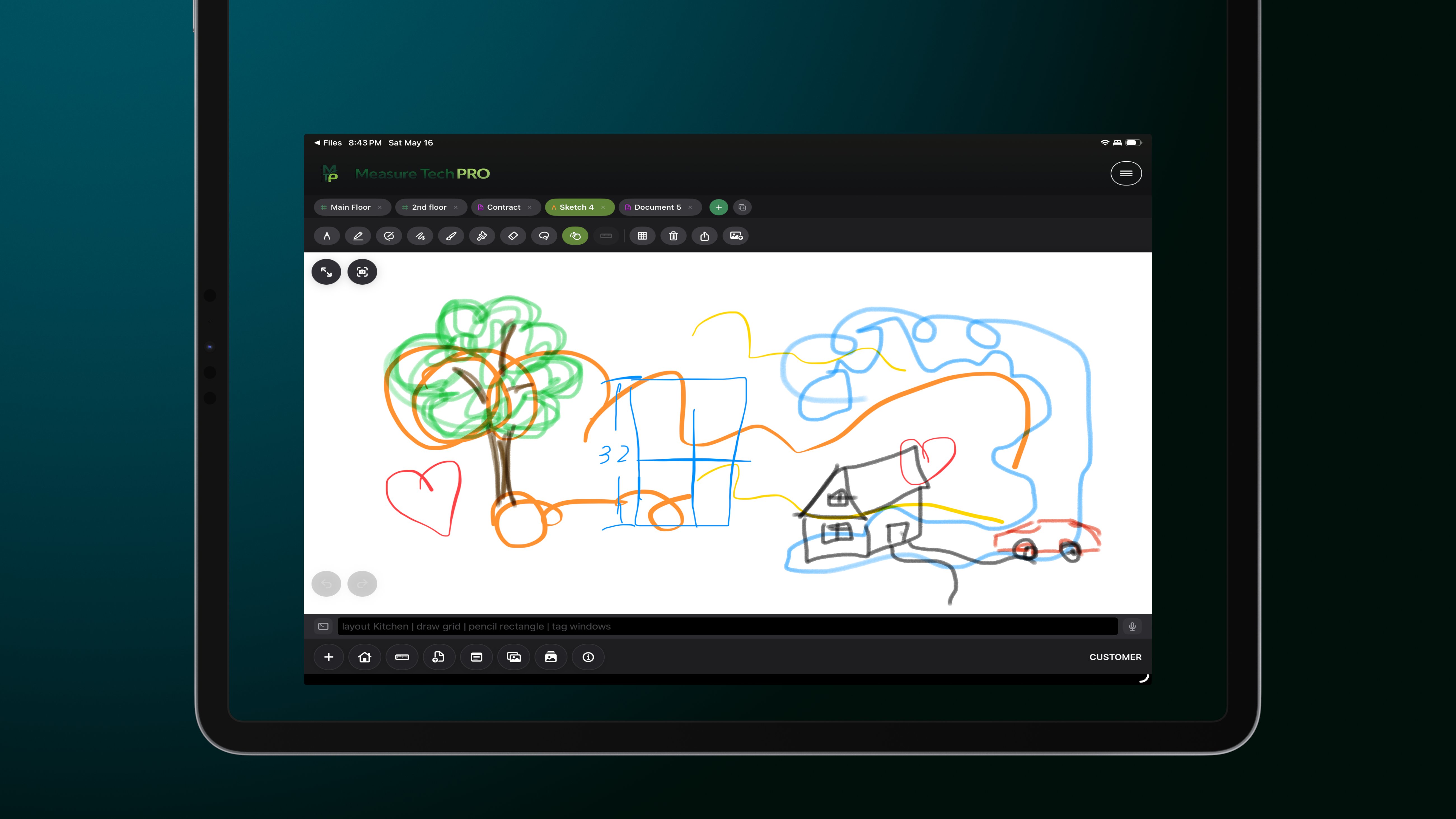 Measure Tech PRO Sketch Layout — freehand drawing canvas