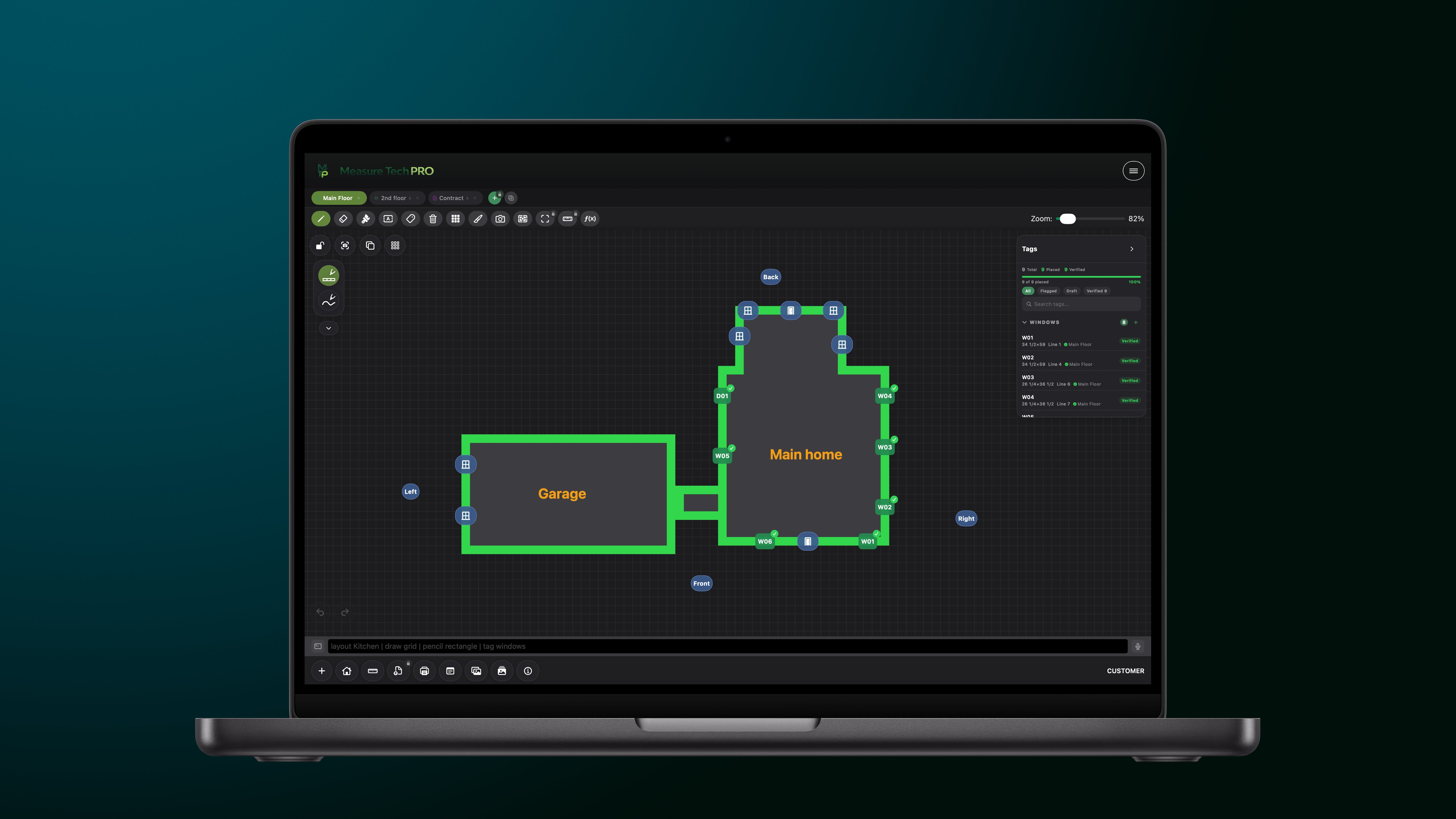 Measure Tech PRO on Mac — Grid floor plan with tags